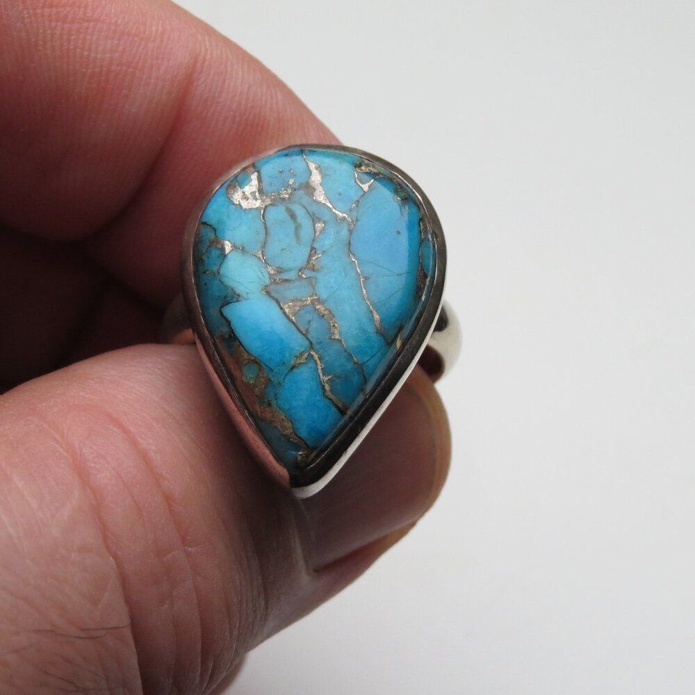 *925 Sterling Silver copper Turquoise Ring